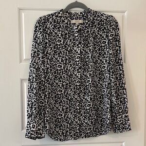 LOFT Animal Print Button Down Shirt